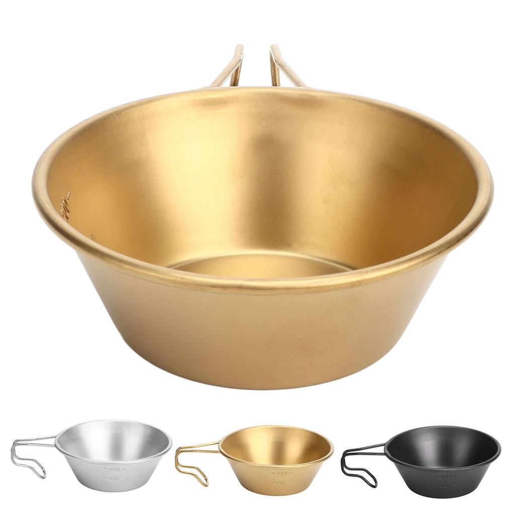 Camping Cup Backpacking Bowl Cup Stainless Steel with Hook Shape Handle for Outdoor Travel Picnic