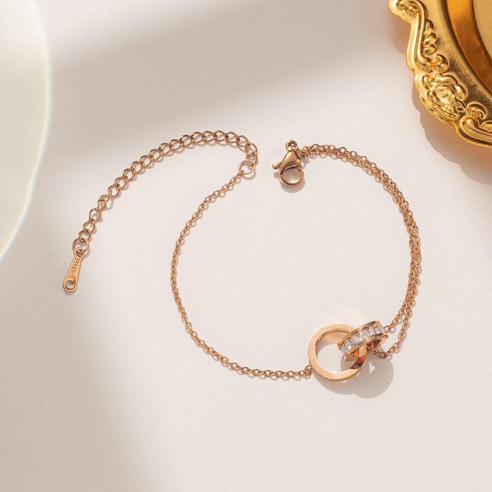 Темпераментный двусторонний браслет из нержавеющей стали, черный/цвет ракушки, четырехлистный клевер, элегантный браслет из розового золота