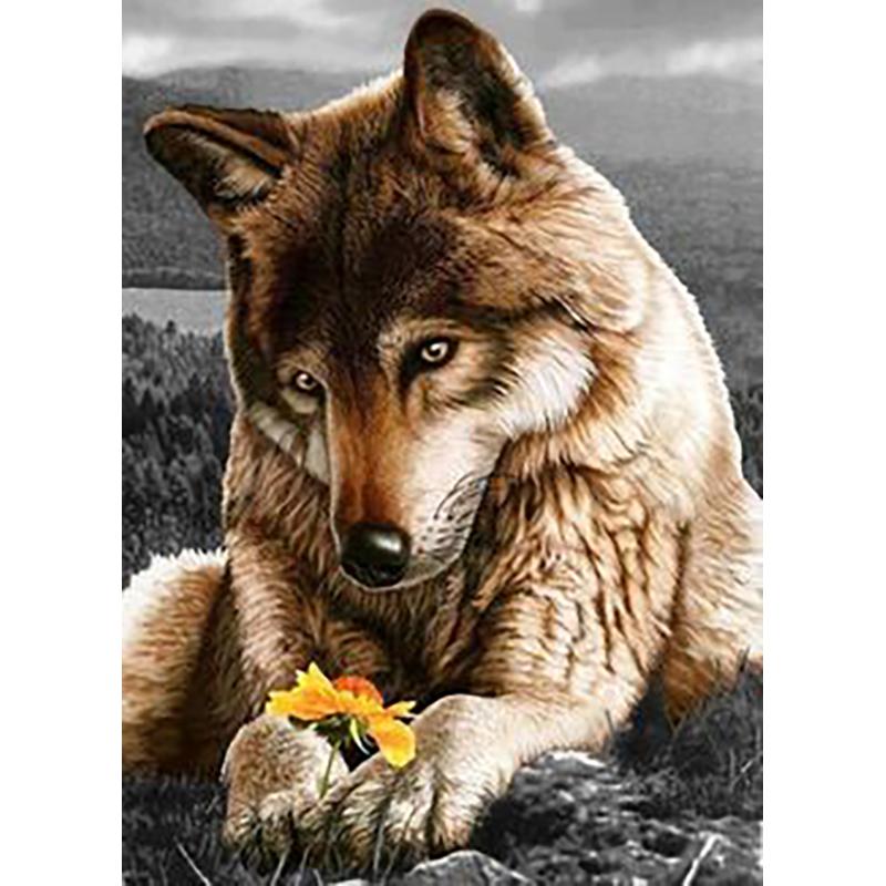 Diy волк 5D алмазная живопись полная круглая дрель смола мультфильм животных Алмазная вышивка набор крестиков домашний декор настенный художественный подарок