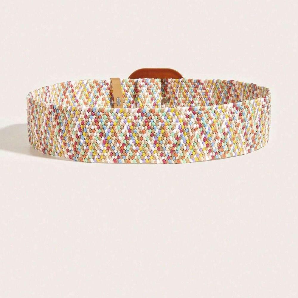 Woven Boho Straw Weave Belt Retro Ethnic Style Waistband Punk Bohemian Style Belt Jeans Decorative