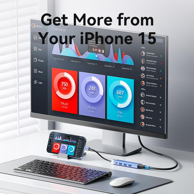 Vention 5 In 1 USB C Hub 4K HDMI USB HUB 100W Multiport Adapter for MacBook Pro/Air iPad Pro iMac iPhone 15 Pro/Pro Max XPS USB 3.0 Hub