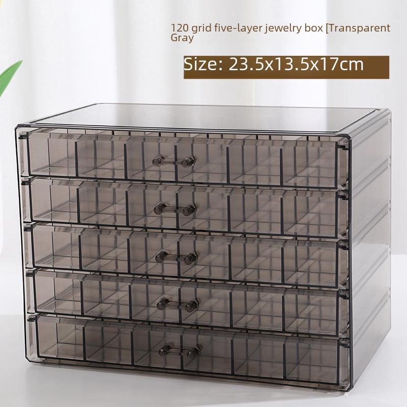 Прозрачная многослойная шкатулка для хранения украшений с ящиками для колец, сережек, ожерелий и браслетов
