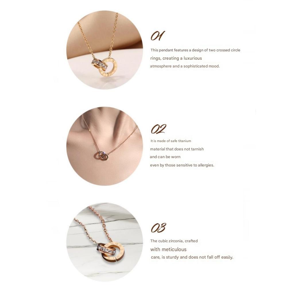 Voyager Titanium Rose Gold Cross Ring Necklace
