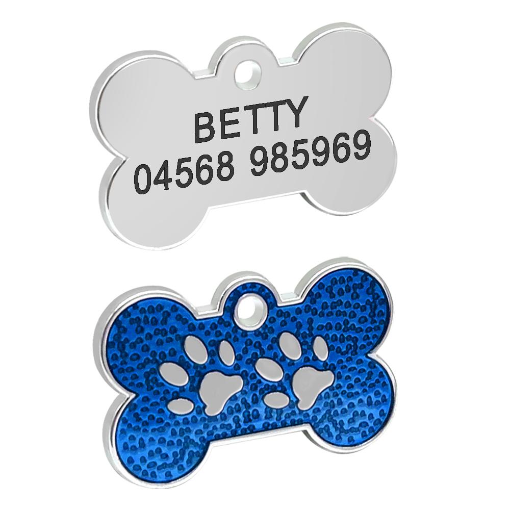 Personalized Dog Cat ID Tag Bling Rhinestone Puppy Kitten Name Tags Anti-lost Pet Collar Accessories Free Engraved Pet Products