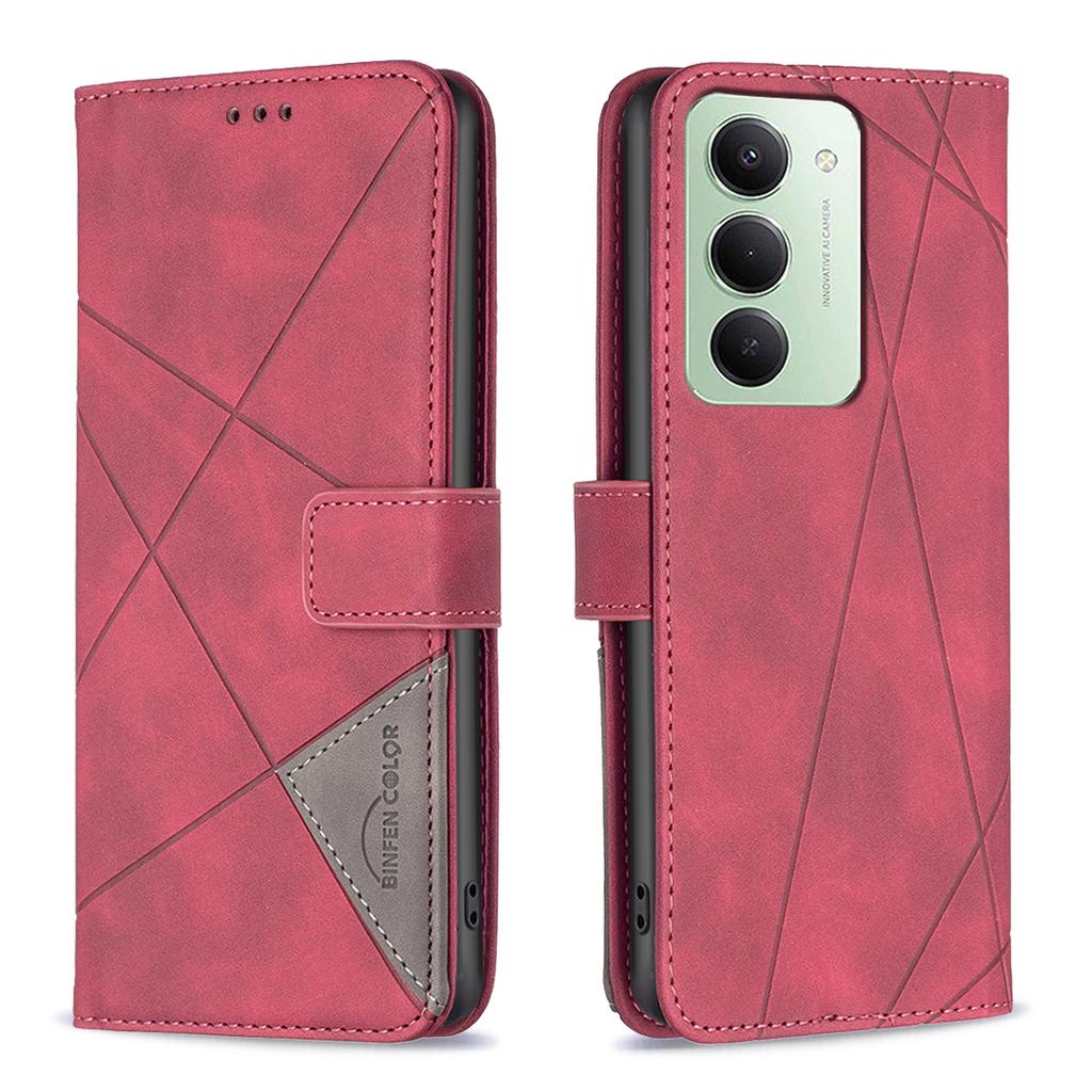 For Xiaomi Redmi 15 5G (Global) (169mm) Phone Case BINFEN COLOR Wallet Stand Geometry Imprinted Leather Cover
