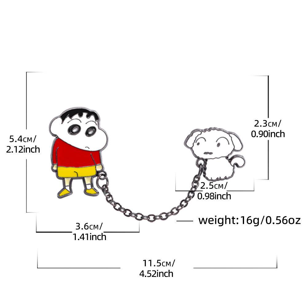 Imitation Enamel Metal Magnetic Crayon Shin-chan Fridge Magnet, Cute Cartoon Shin-chan with Dog Anime Peripheral Decorative Magnetic Stickers