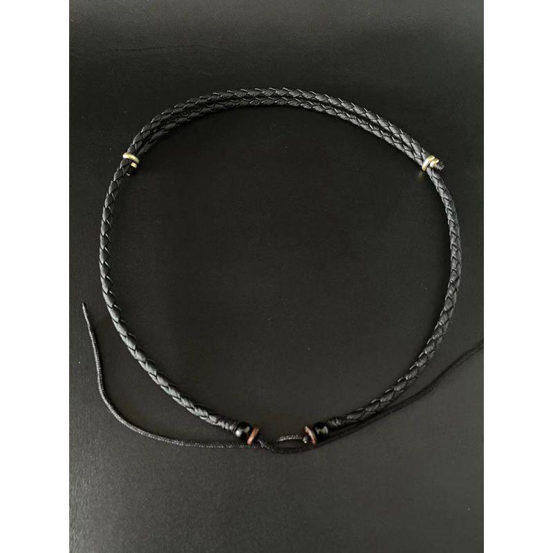 Ожерелье с подвеской из бусины Дзи: Янтарь, Кожа и Плетеный Шнур для Мужчин и Женщин