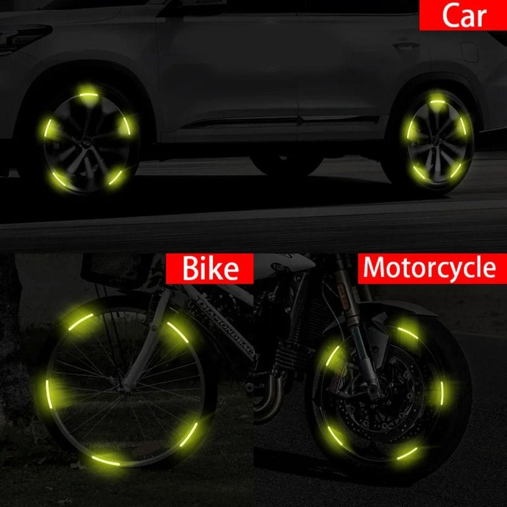 20pcs Colorful Luminous Stickers Tire Rim Reflective Strips Luminous Car Wheel Hub Sticker