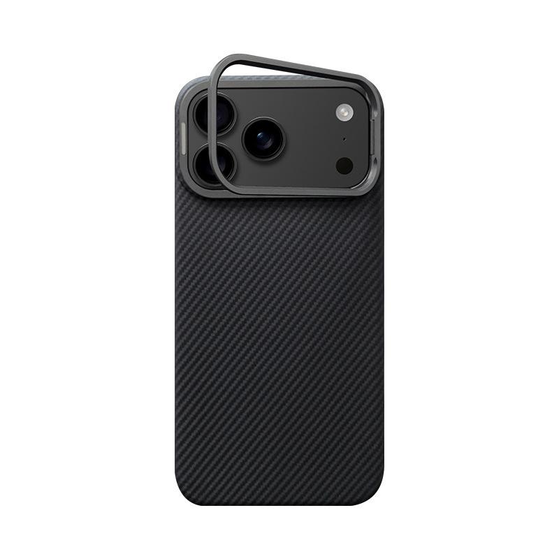 Керамический чехол из арамидного волокна для iPhone 17 Pro Max со встроенной подставкой-держателем для объектива, Ультратонкий защитный чехол для iPhone 17 Pro