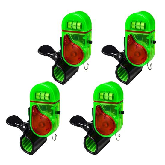 4 шт. Сигнализатор поклевки для удочки Водонепроницаемый светодиодный оповещатель с громким зуммером Клипса Электронный датчик для ночной рыбалки для всех удилищ