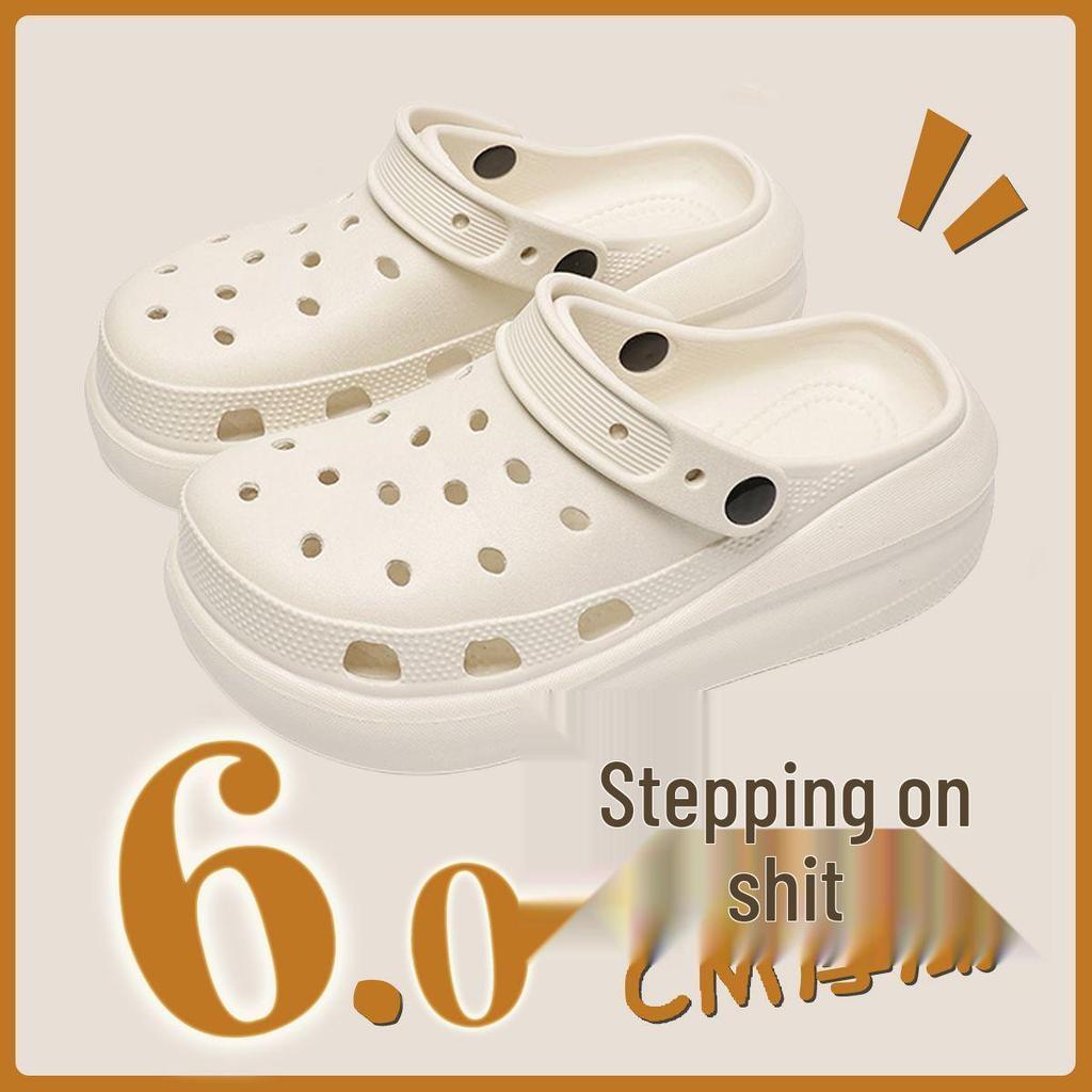 Женские летние пляжные шлепанцы с толстой подошвой, с дырочками и закрытым носком для улицы, 2025