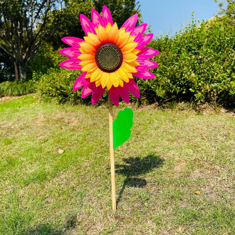 Красочная ветряная мельница с подсолнухом, ветряная турбина для газона, сада, вечерние украшения, уличный декор для кемпинга, пикника, сада и двора