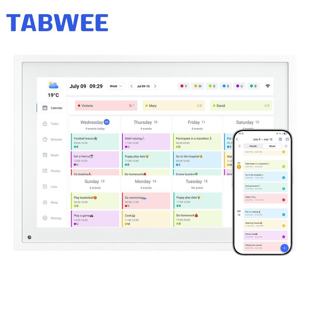 TABWEE Digital Calendar P10 Touch Screen Calendar App Sync List Notepad Family Calendar Electronic Calendar