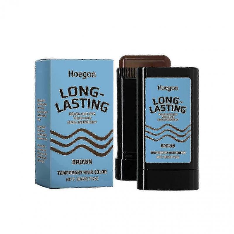 Hoegoa Brown Hair Stick, Covers Silver Hair, Natural Hair, Disposable Color Touch-up with Comb, Portable Hair Cream