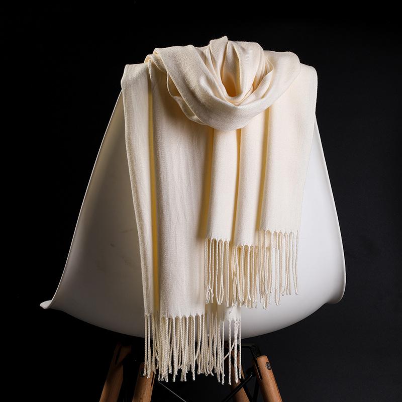 Однотонный шарф из искусственного кашемира для женщин, зимний, в корейском стиле, шаль и шарф двойного назначения, утолщенный, для подружки невесты и невесты, чтобы согреться осенью