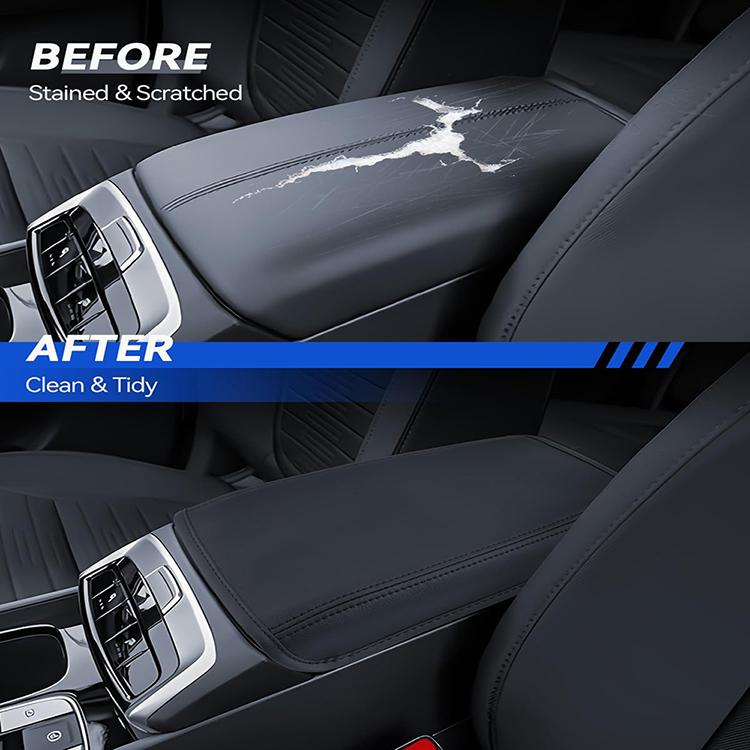 Premium Black Leather Center Console Armrest Cover For Hyundai Tucson 2022-2026 Anti-Scratch Waterproof Car Interior Accessories