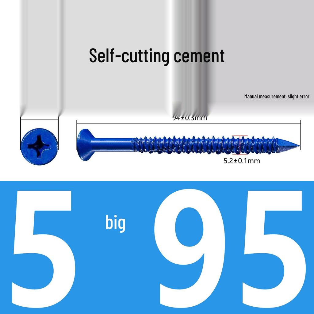 Синие Саморезы по Бетону с Потайной Головкой, Нержавеющие