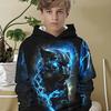 Boys' 3D Printed Casual Fashion Hoodie, Spring and Autumn Winter Long Sleeved Pullover, Children's Clothing