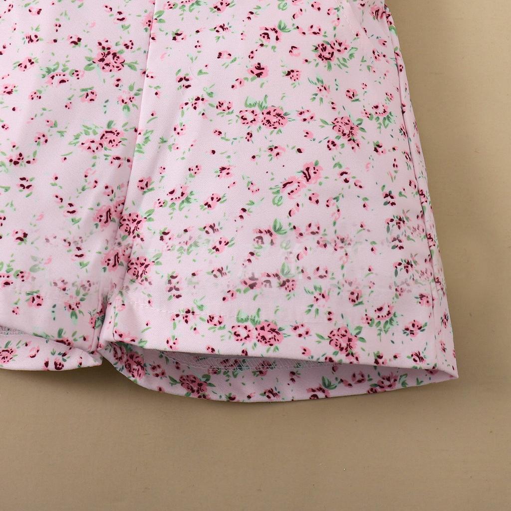 Летний костюм на подтяжках с цветочным принтом для девочек и сестер