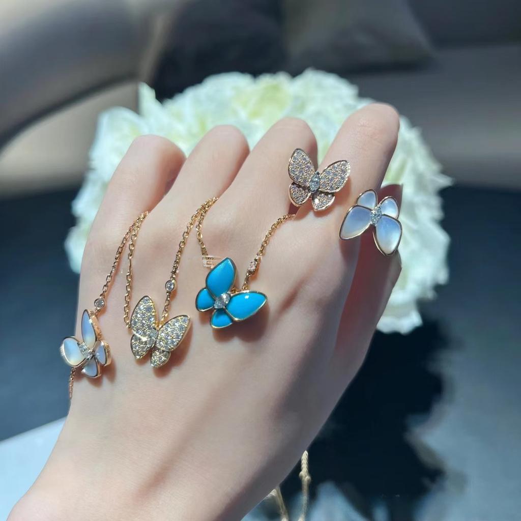 Ожерелье Бабочка Белое Перламутровое Голубое Бирюзовое Универсальное Женское Ожерелье