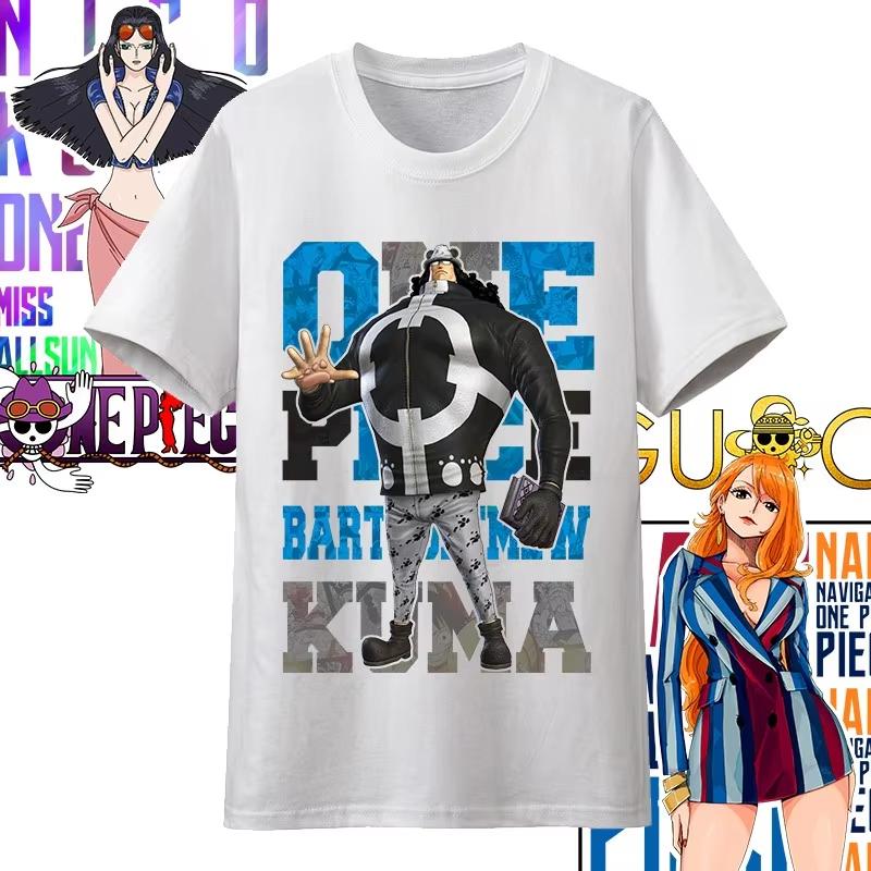 One Piece Anime Character Printing Oversized Cotton Tshirt Men and Women Comfortable Y2K Childrens Clothing Summer Street Tees