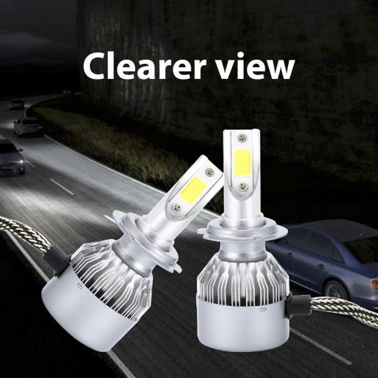 2Pcs C6 H1/H4/H7 Car LED Headlight Bulb 6000K Super Bright Light Driving Lamp