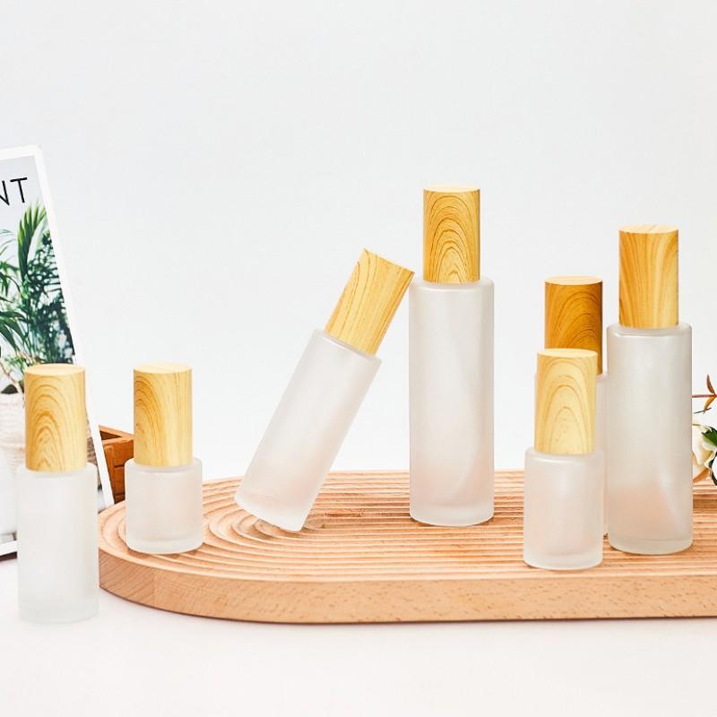 20/30/50/100 мл деревянный распылитель из матового стекла, новый дозатор для жидкого лосьона, многоразовый тонкий туман, пустой контейнер для косметики