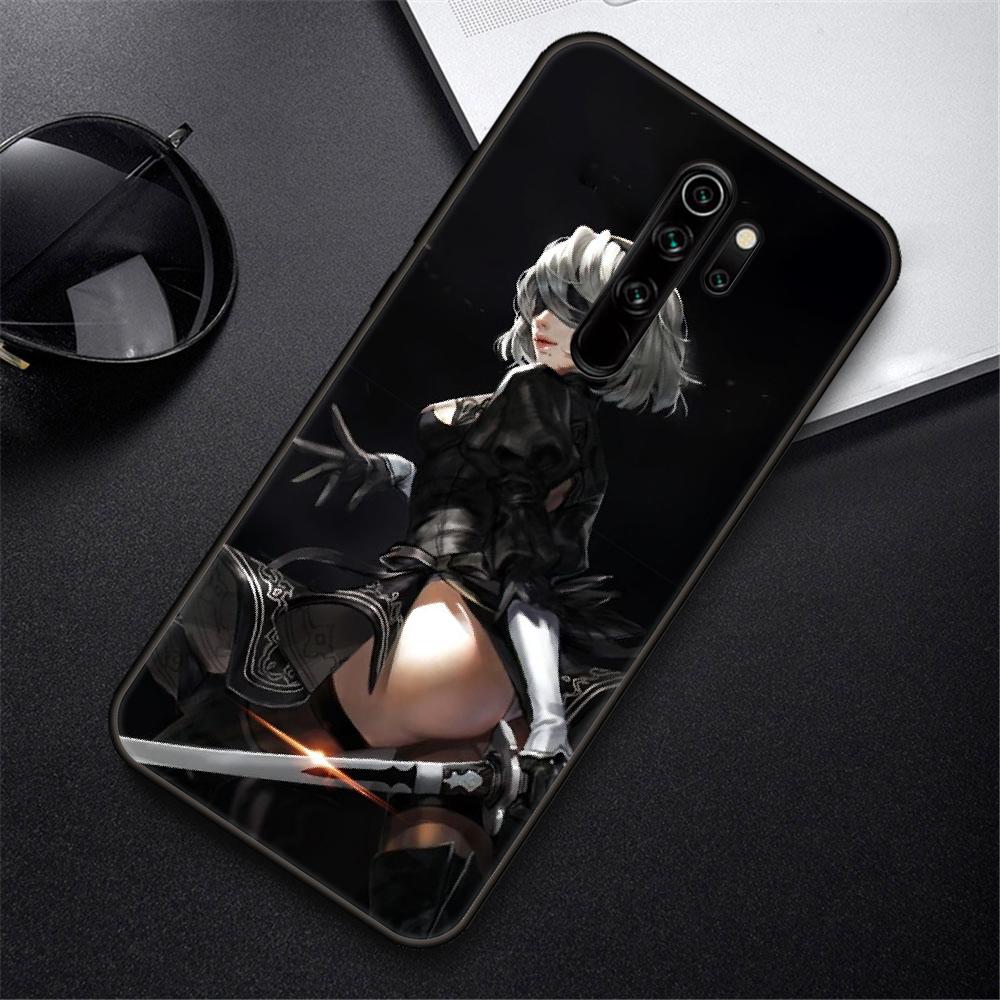 Phone Case For Xiaomi Redmi Note 8 8T 10 9 9S 7 6 Pro Xiaomi 9 9A 8 8A 7 6 Black Cover Funda Tpu Back Fashion NieR Automata 2B