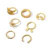K Ring Style Jewelry Retro Gold Leaf Flower Rabbit Horn Stacked Ring Set Female