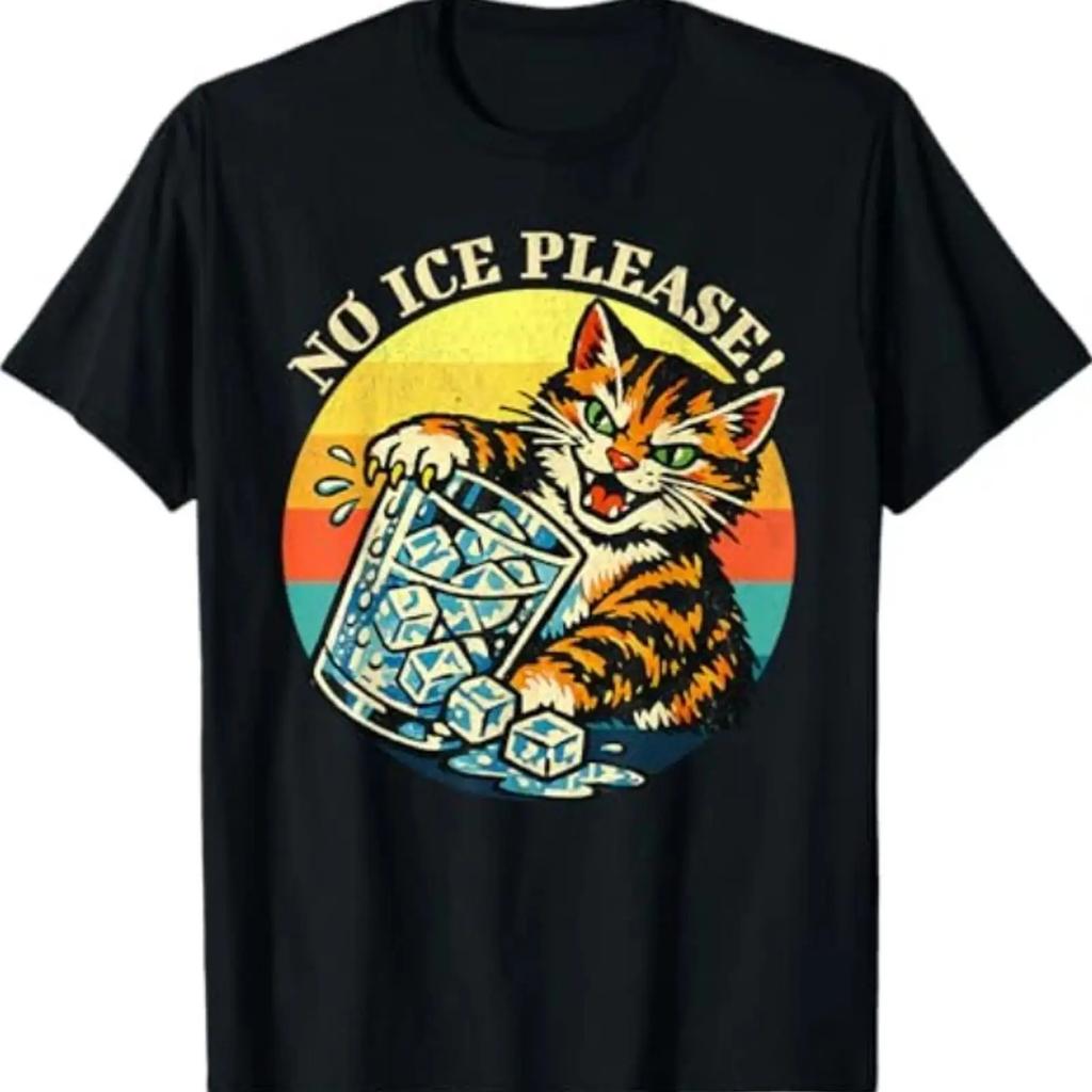 Abolish ICE Cat Anti Funny Retro T Shirt graphic Versatile Soft streetwear Slightly homme Styl