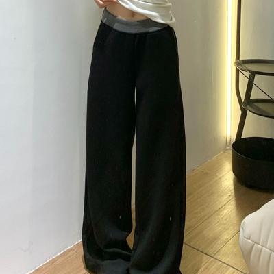 Большие размеры женские черные спортивные брюки драпированные летние толстые мм узкие прямые спортивные брюки повседневные маленькие широкие брюки