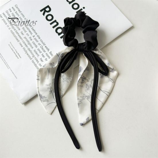 Атласные резинки для волос для женщин и девочек, держатель для хвоста, эластичная длинная лента, декор в виде банта, длинная вьющаяся тонкая повязка для волос, аксессуары для волос