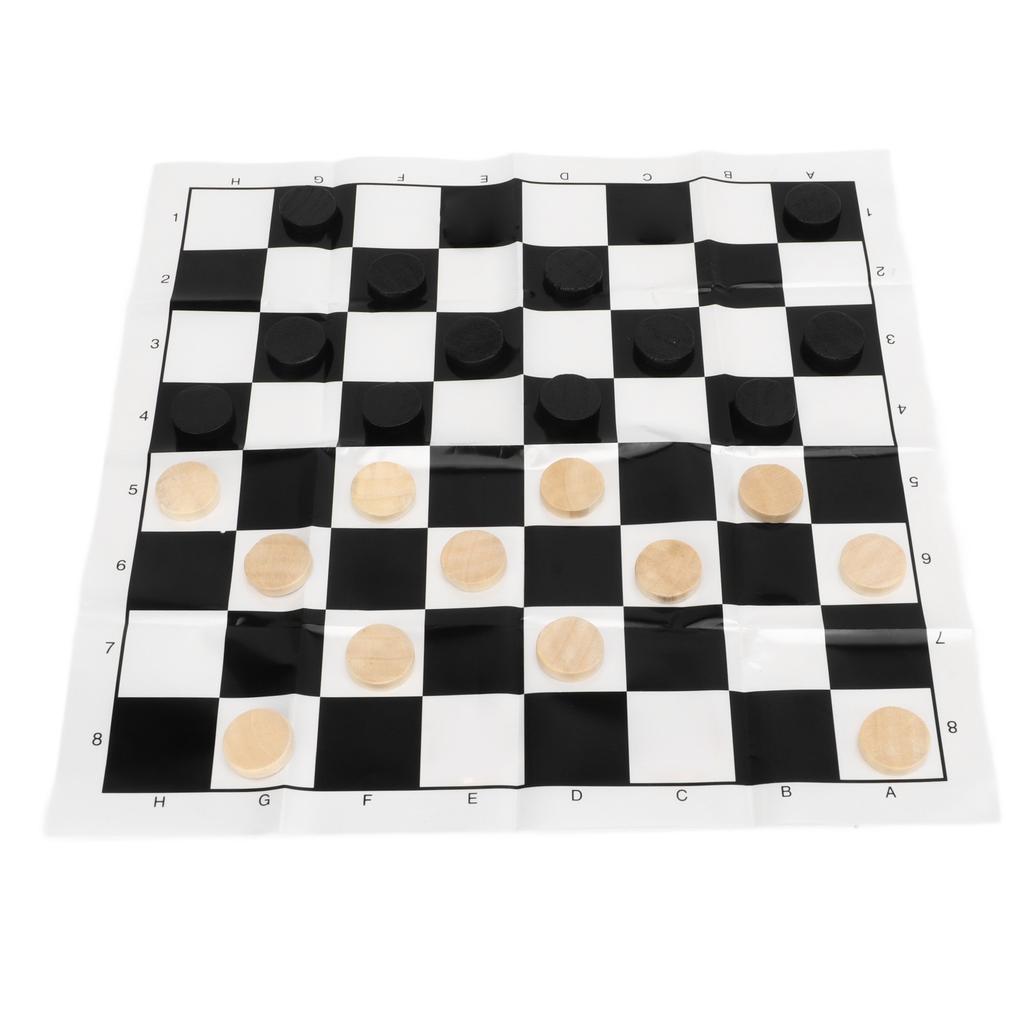 Wooden International Checkers Board Game Checkers Pieces Film Chessboard Transparent Plastic Box