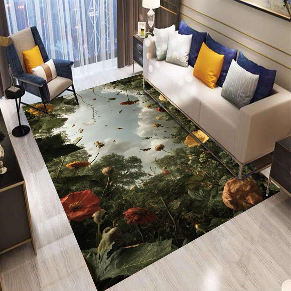 Синее небо цветы деревья ковер гостиная спальня кухня диван стол балкон ковер противоскользящий моющийся изысканное украшение дома