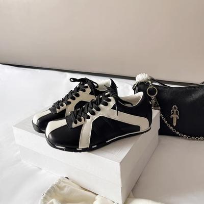 У Zhao Lusi Ni Ni такие же маленькие туфли с квадратной головкой в виде зебры, новинка 2025 года, спортивная и повседневная цветовая гамма, красные немецкие кроссовки для женщин