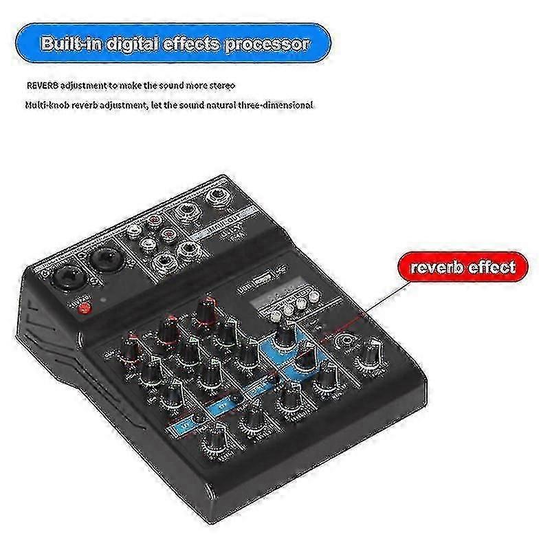 Professional 4 Channel Bluetooth Mixer Audio Mixing Dj Console With Reverb Effect For Home Karaoke Usb Live Stage Ktv