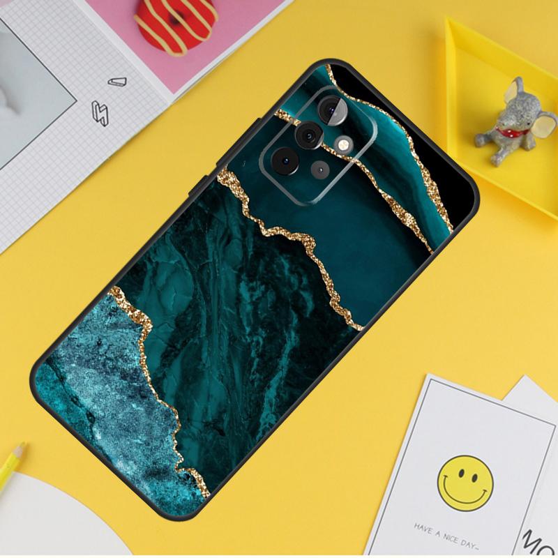 Чехол Teal Blue Gold Agate Marble для Samsung Galaxy A54 A34 A14 A13 A33 A53 A12 A32 A52 A71 A51 A15 A25 A35 A55