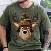 Deer Head Camo Hat Christmas T-and Kids Tshirt, Imitation Latch Hook Yarn Cozy Hunting Season Tee