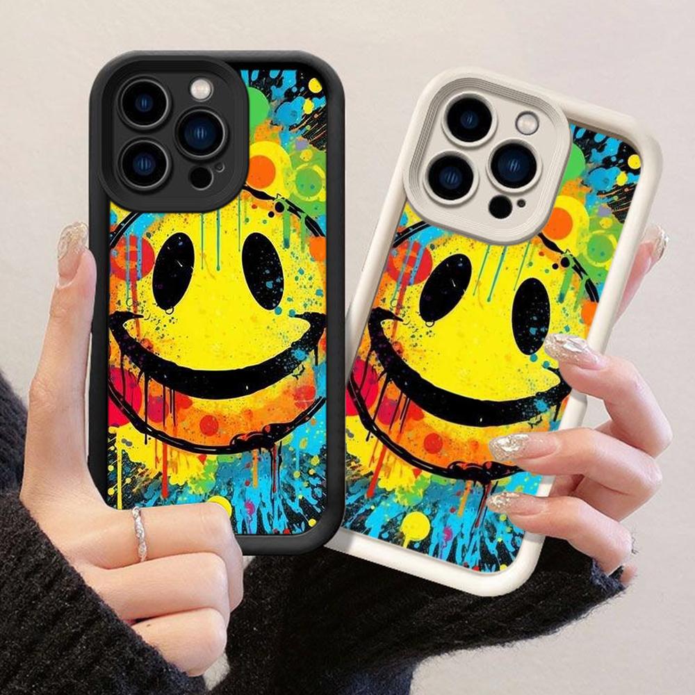 Мягкий чехол JT267 Graffiti Big Smiley Face для iPhone 17 16 15 14 13 Pro Max Samsung S26 S25 Ultra A17 A16 A07 A56 A36 A06 Xiaomi 15T Redmi 15c Note 14