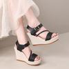Fashion Summer Super High Heel Thick Bottom Wedge Heel Sandals Women Waterproof Platform One-strap Non-slip Leather Sandals Large Size