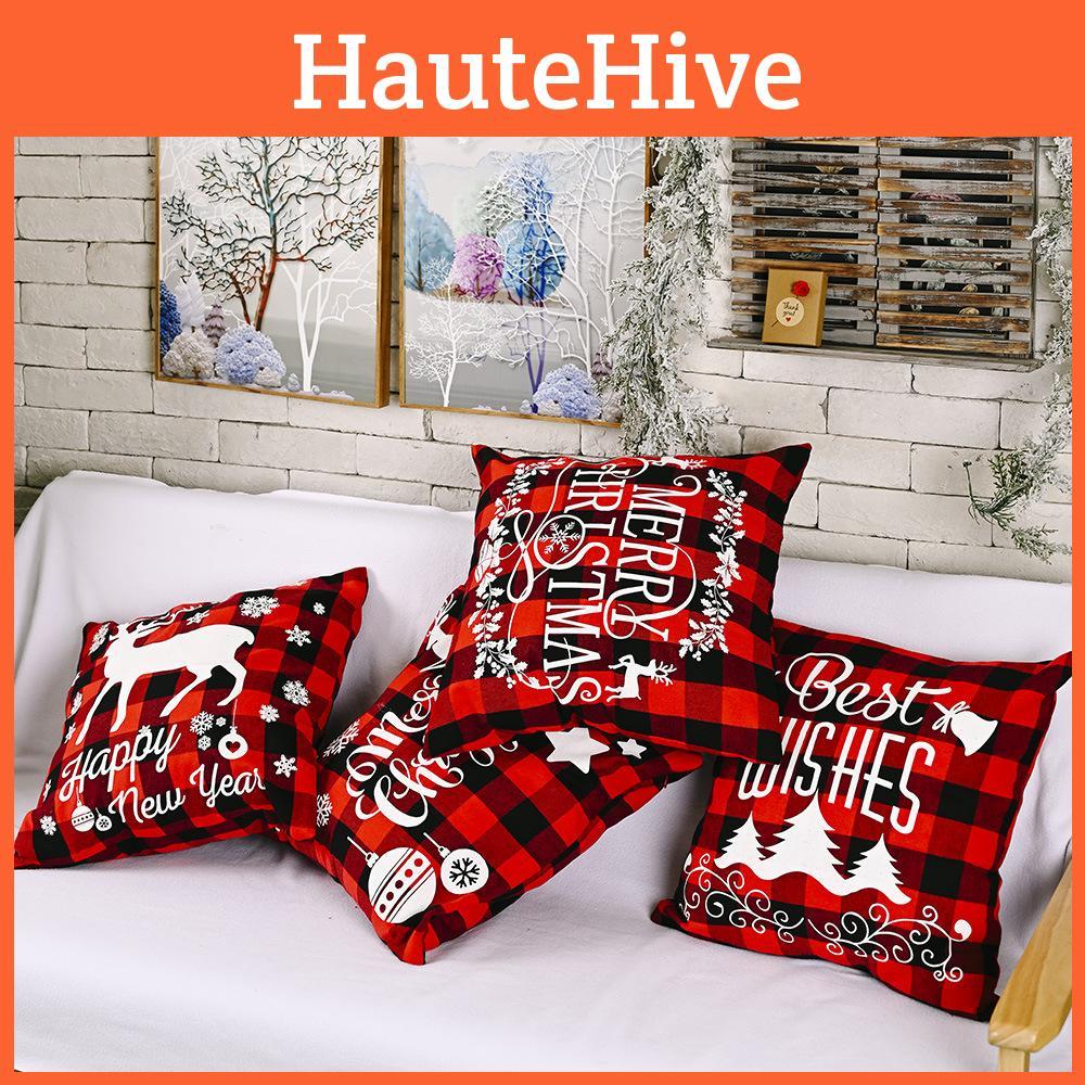 Очаровательный деревенский рождественский декор с креативным дизайном оленя Наволочка из мешковины