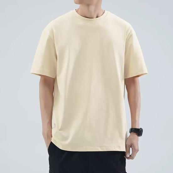 Men Solid Color T-Shirt Round Neck Short Sleeve Summer Tee Casual Loose Fit Tee Shirt for Daily Life Parties Street Beachwear