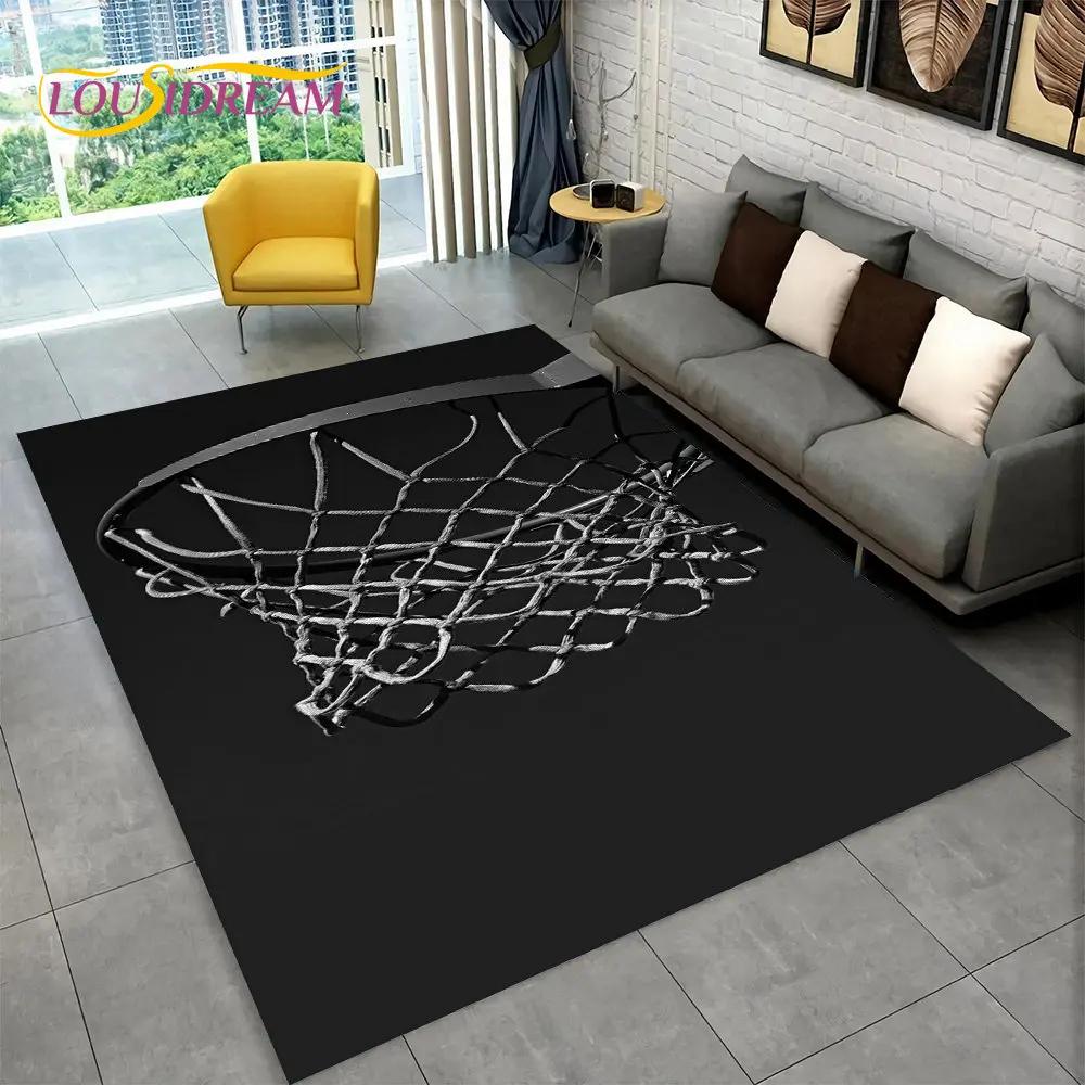 3D Ковер с мультяшным баскетбольным полем, большой, ковер для гостиной, спальни, дивана, игровой комнаты, придверный коврик, декор, детский нескользящий коврик для пола