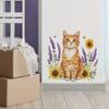 Мультяшный рыжий кот подсолнух лаванда спальня гостиная прихожая украшение дома наклейки на стену