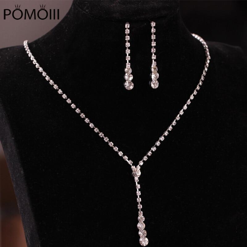 3 шт./лот свадебные комплекты ювелирных изделий белые стразы ювелирные изделия регулируемые кристаллы ожерелье женское свадебное ожерелье/серьги