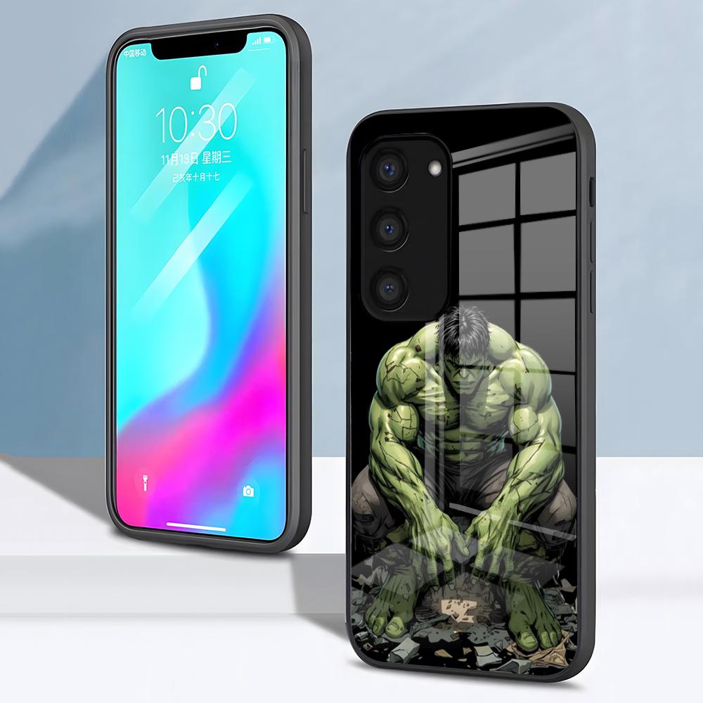 Superhero H-Hulk Phone Case For Samsung S26 S25 S24 FE S23 S22 S21 Plus S20 Ultra Note20Ultra Black Glass Cover