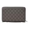 Gucci GG Supreme Zip Around Wallet Gray Canvas With Leather Trim Silver Hardware For Unisex Daily Use & Gifting