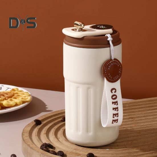 Термокружка для кофе с дисплеем температуры, 450 мл, герметичная крышка, нержавеющая сталь, многоразовая кофейная чашка, горячая и холодная, вакуумная кружка для любителей кофе