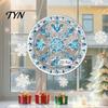 Durable Acrylic Holiday Signage Christmas 2D Hanging Ornaments, Stained Glass Style Snowman Santa Snowflake Lightweight Wall Ornaments Window