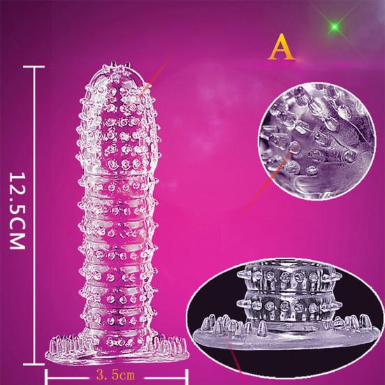 Yousheng Силиконовый Шипованный Ребристый Прозрачный Презерватив Рукав для Удлинения Пениса Игрушка для Взрослых